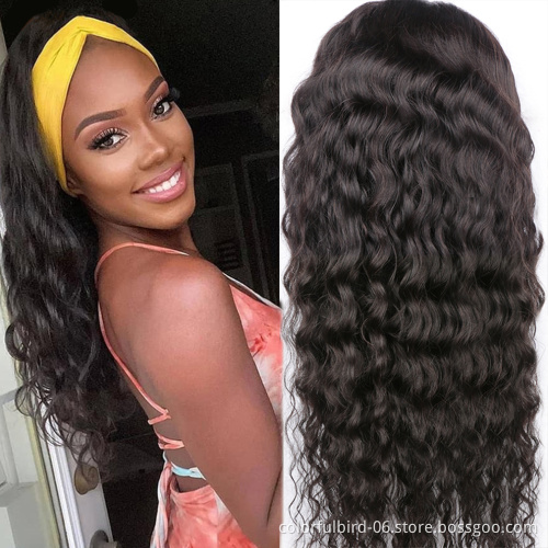 natural color loose deep wave Human Hair Wig headband wig for Black Women ice silk Wig black Hair extension